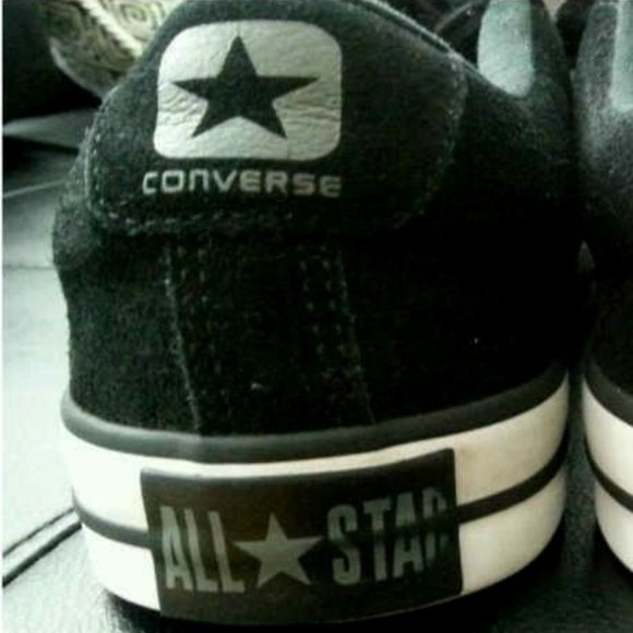 BLACK LEATHER CONVERSE ALL STAR SNEAKERS - Picture 2 of 6